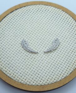 Brinco Folha Cravejada Gancho 2cm Prata 925