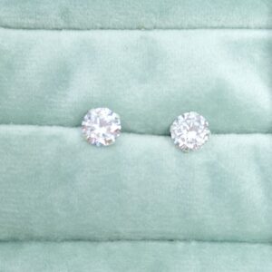 Brinco Zirconia Redonda Cravada 7mm Prata 925