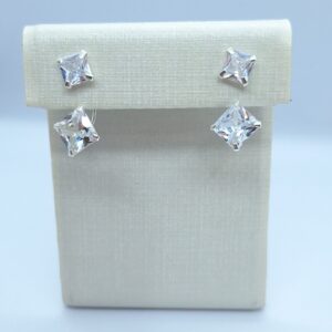 Brinco 2x1 Zirconia Carre Prata 925
