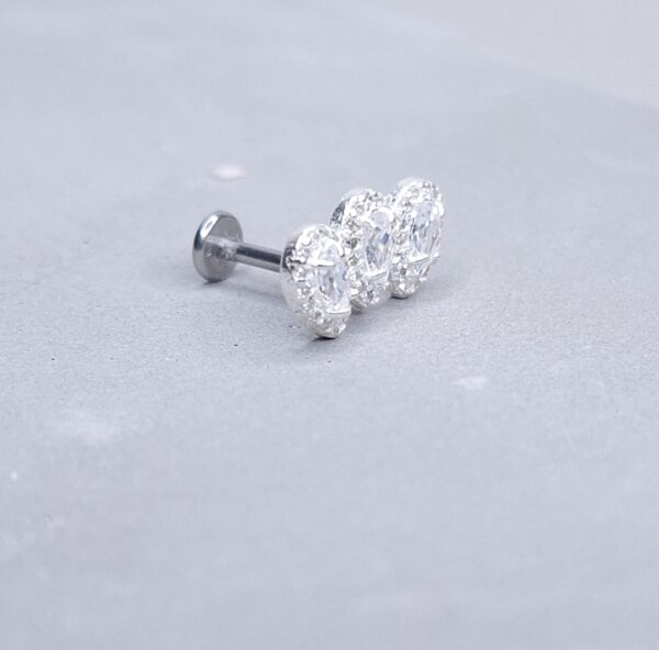 Piercing três gotas cravejadas Prata 925
