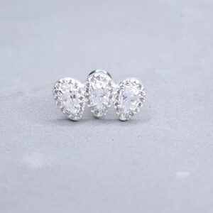 Piercing três gotas cravejadas Prata 925
