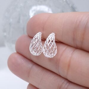 Brinco Gota 3D Aramada 14mm x 7,5mm Prata 925