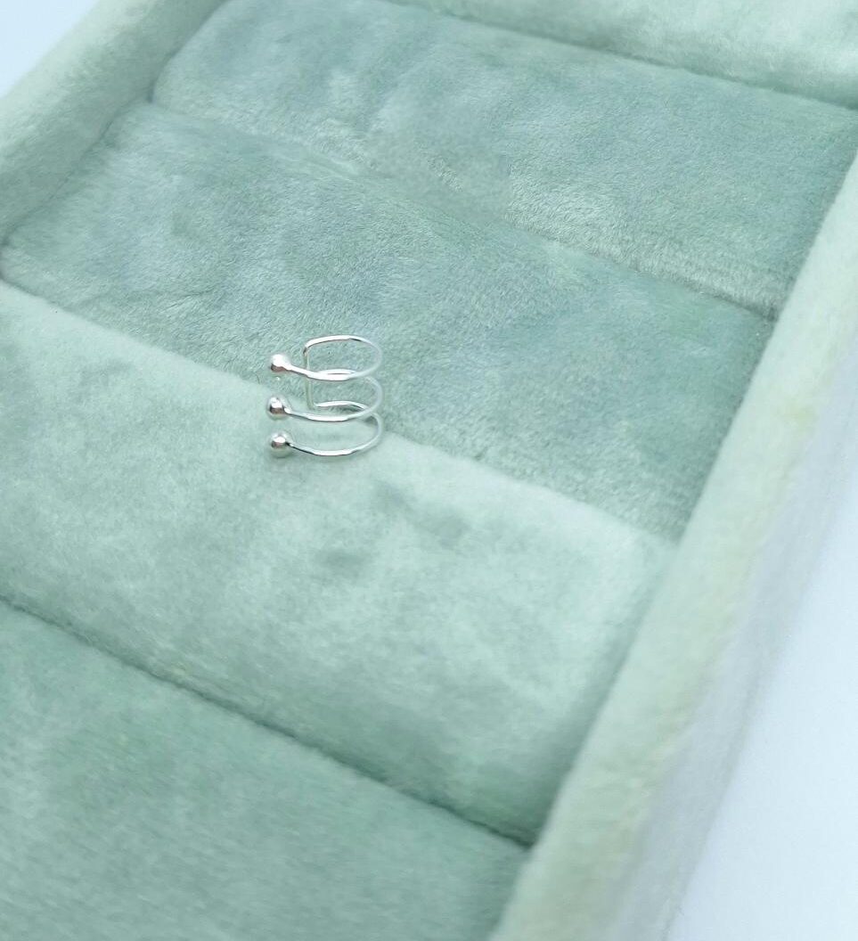 Piercing Fake três aros bolinha Prata 925