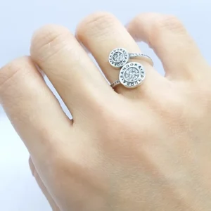 Anel Inspiração 2 círculos cravejados Prata 925