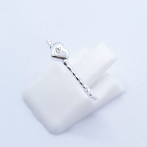 Anel Coração microzirconia aro trabalhado Prata 925