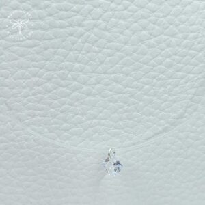 Colar ponto de luz fio de nylon quadrado 40cm acabamento Prata 925