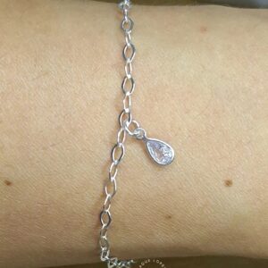 Pulseira Corrente pingente ponto de luz gota 18cm Prata 925