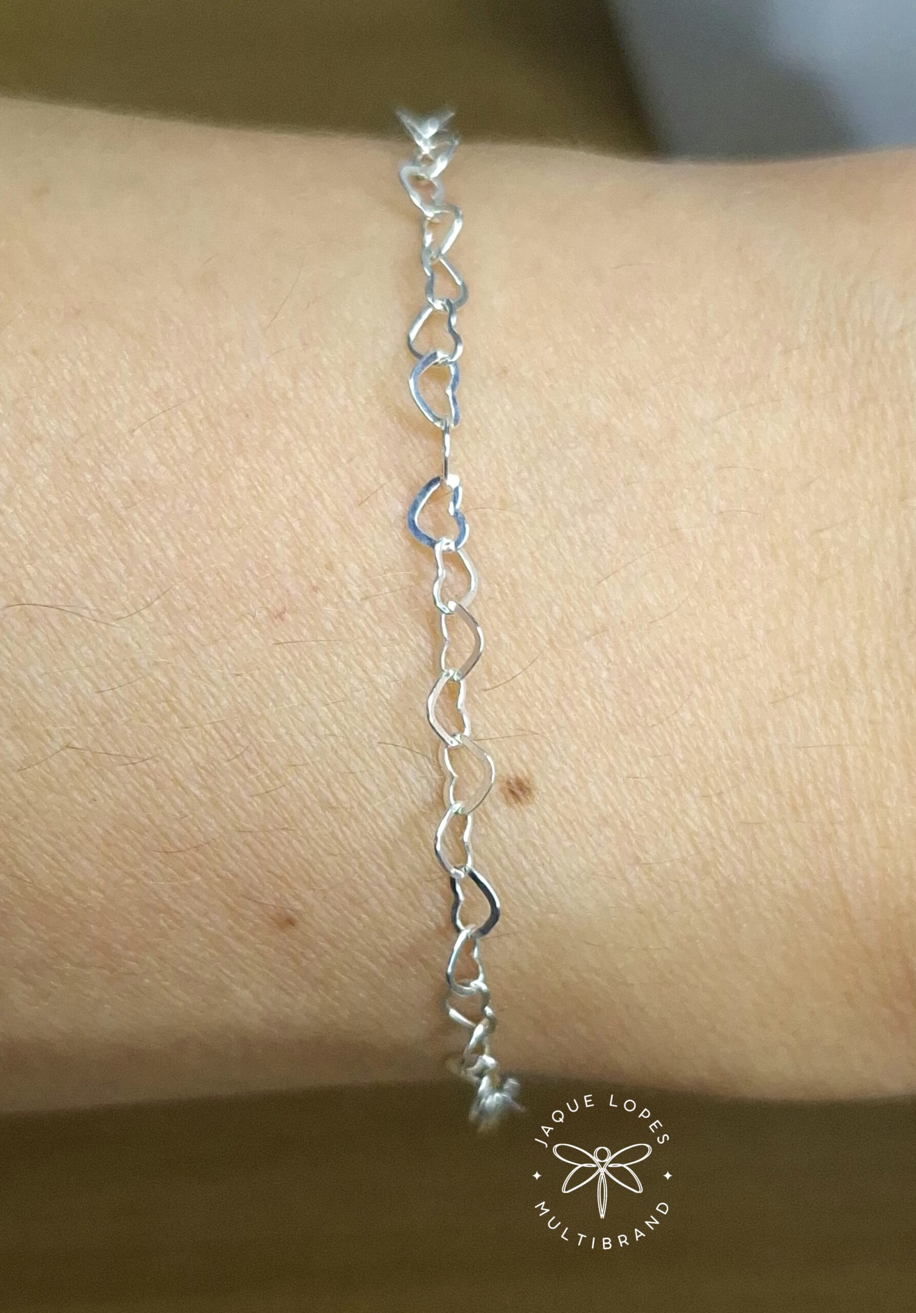Pulseira Elo coração 18cm Prata 925