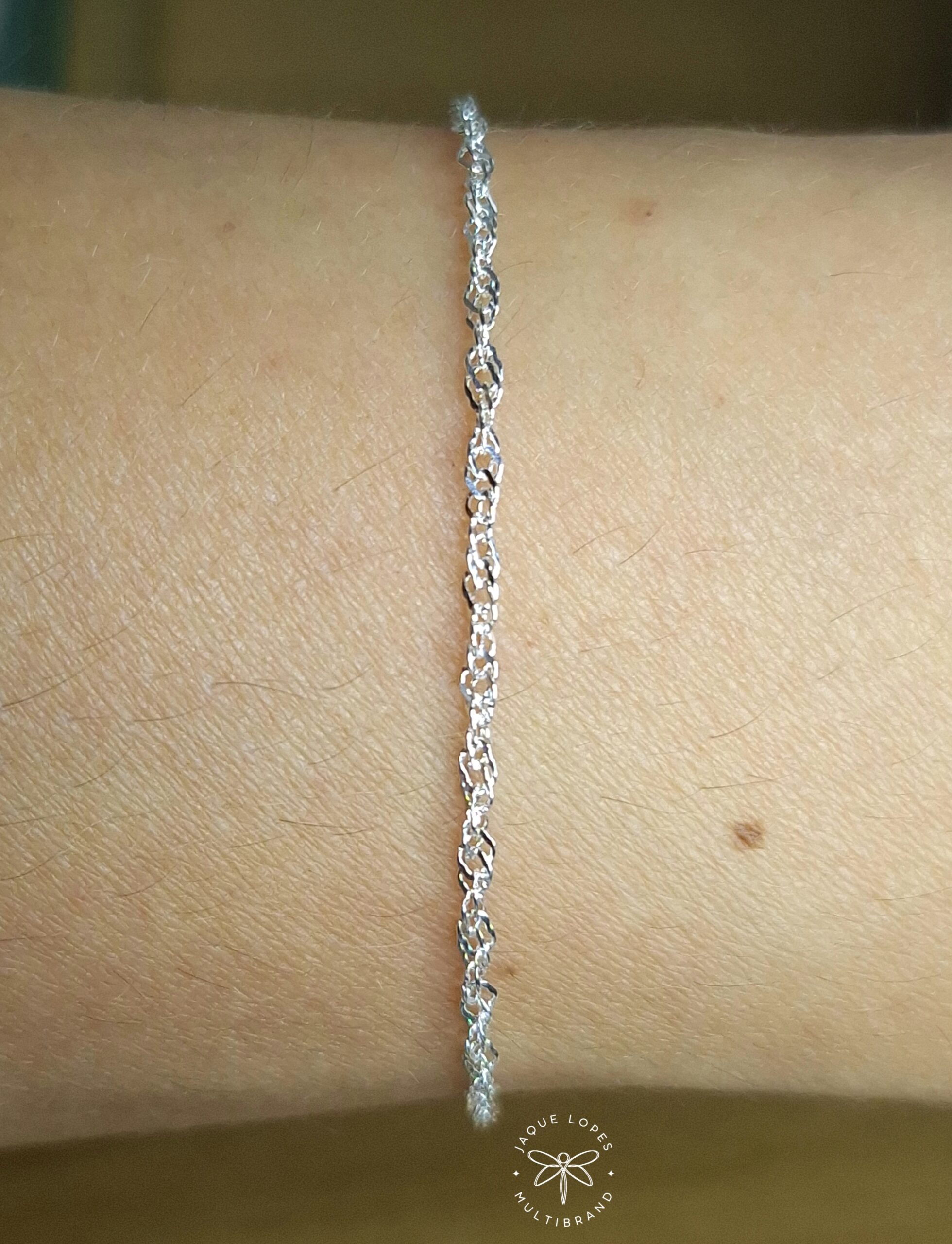 Pulseira Corrente Singapura 18cm com Extensor 5cm Prata 925