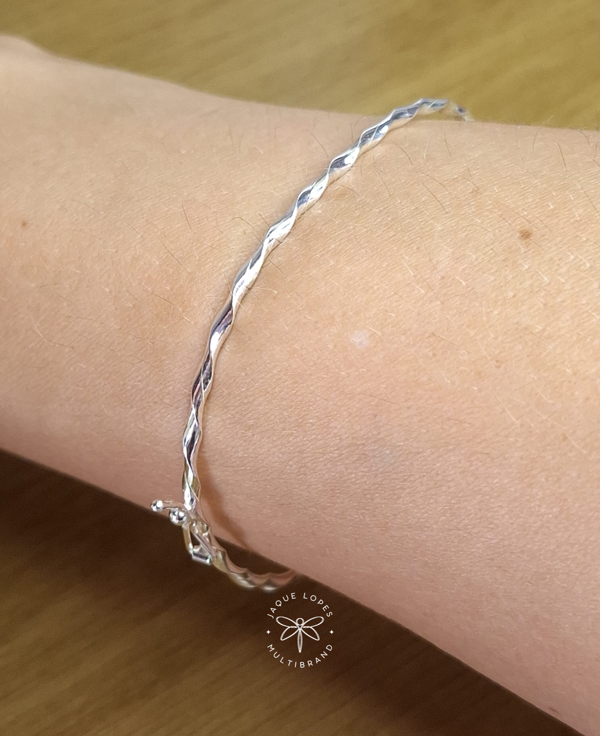 Bracelete 1,5mm fio torcido Prata 925