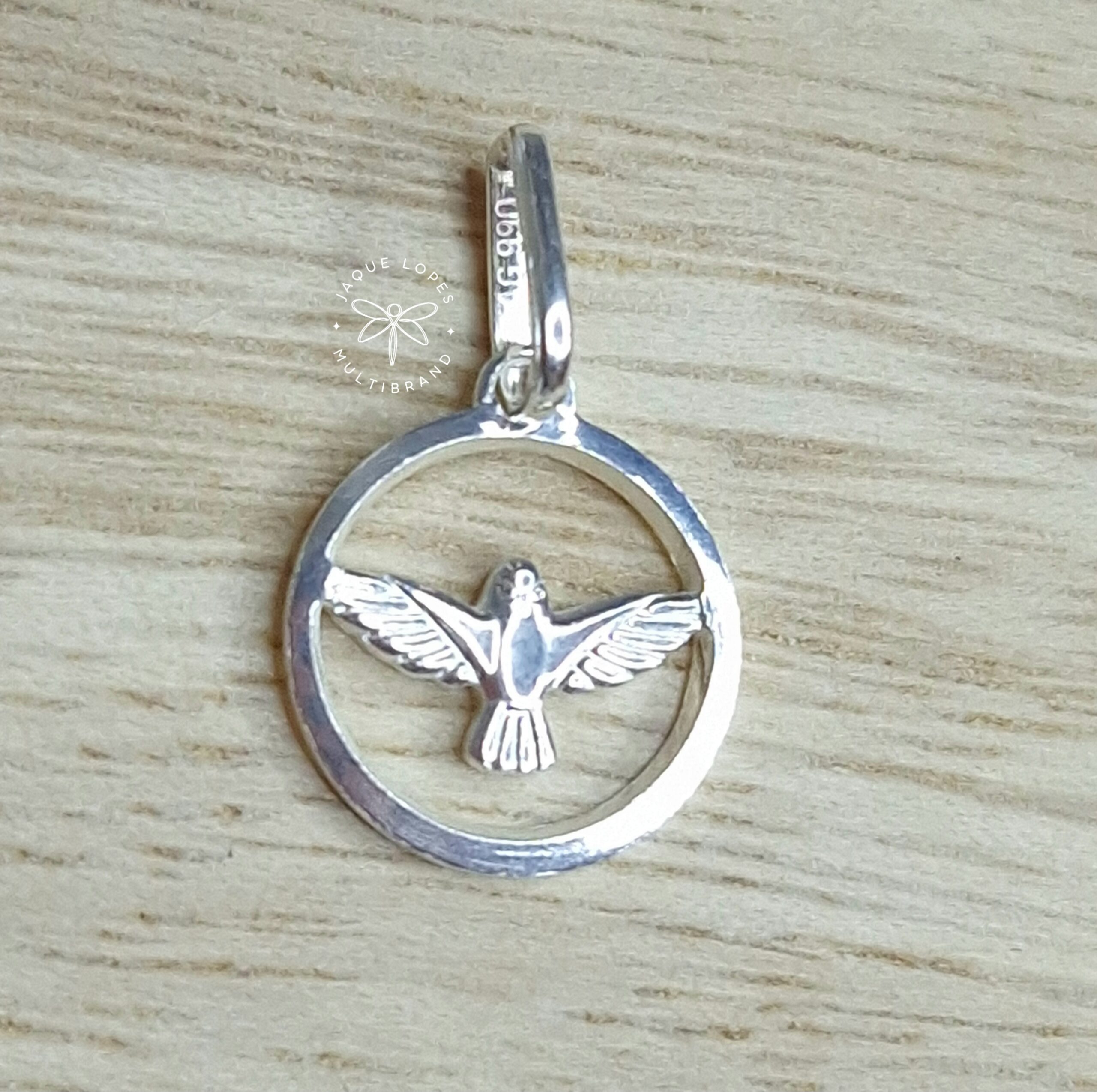 Pingente Espírito Santo 12mm Prata 925