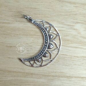Pingente Lua Bali envelhecida 26mm Prata 925