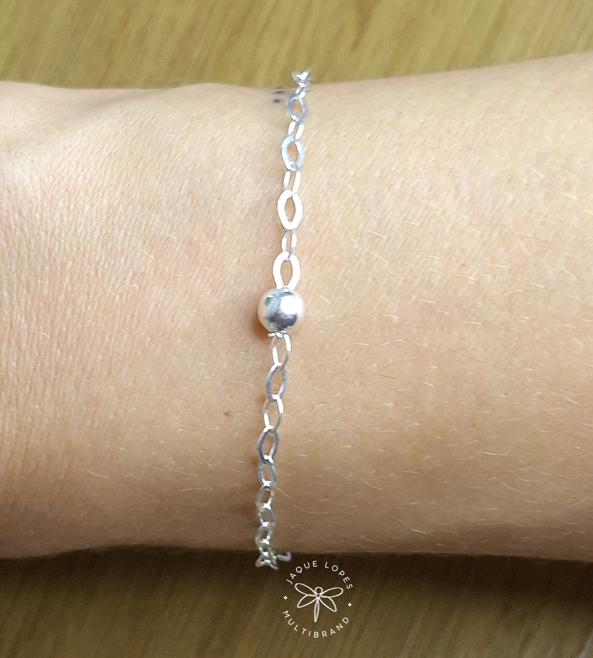 Pulseira Corrente 1 bola 18cm Prata 925