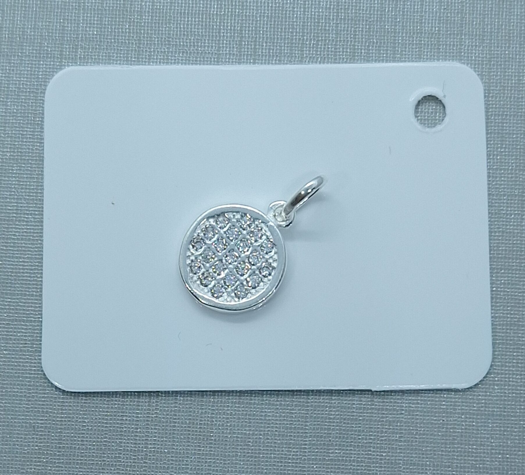 Pingente Círculo cravejado 1cm Prata 925