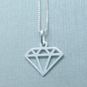 Pingente Diamante Vazado liso 1,4mmx1,2mm Prata 925