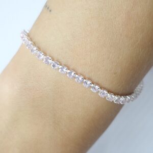 Pulseira Riviera Zirconia rosa folheada Prata 925