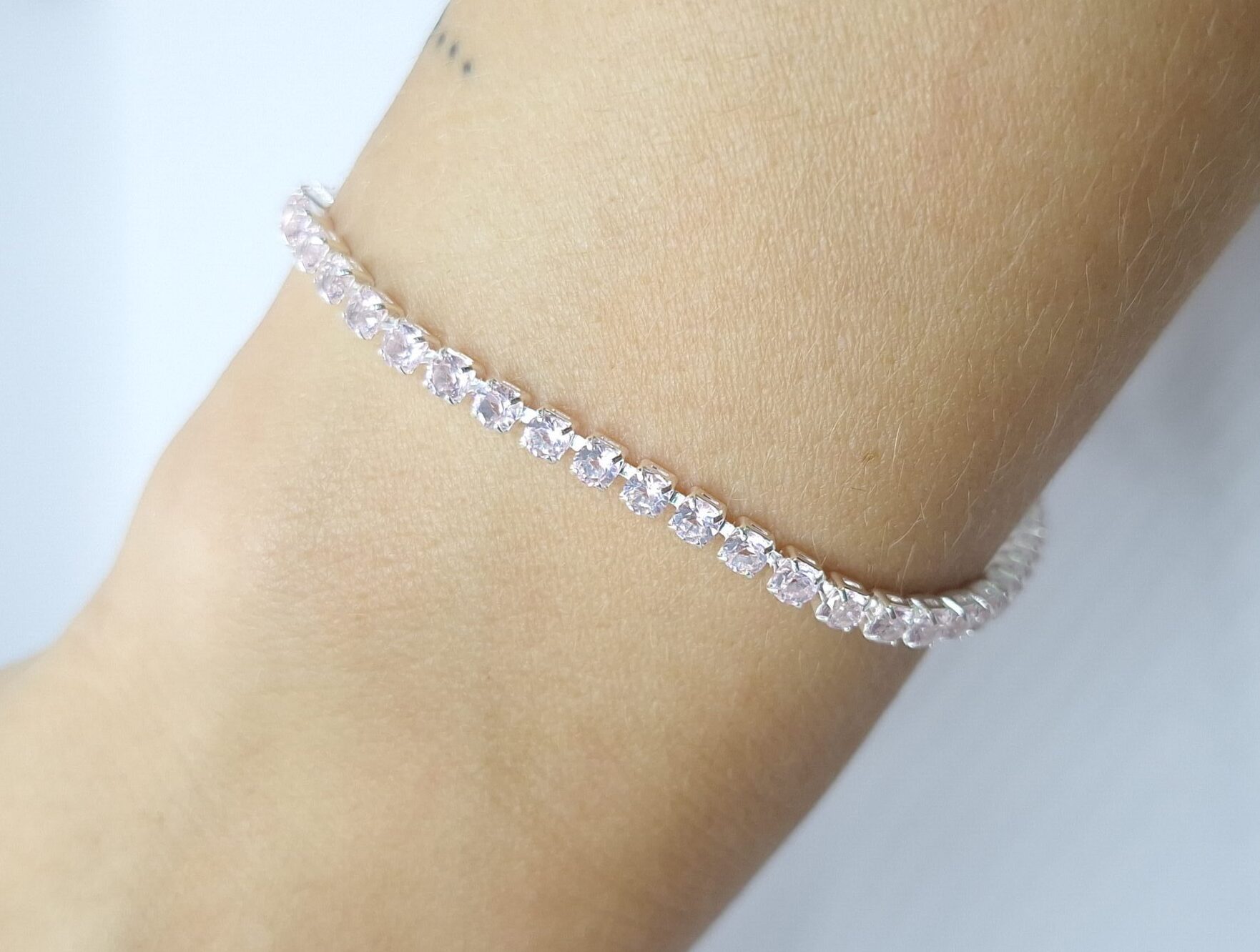 Pulseira Riviera Zirconia rosa folheada Prata 925