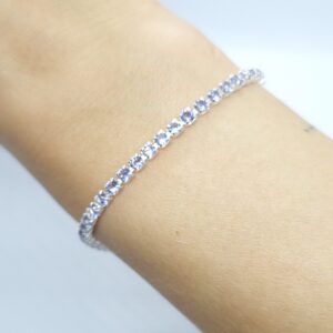 Pulseira Riviera Zirconia Lilás 21cm com extensor folheada Prata 925