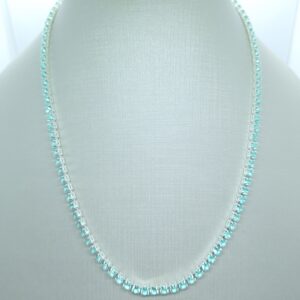 Colar Riviera Verde agua zircônia 3mm 40cm folheada Prata 925