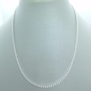 Colar Riviera branco leitosa 2mm 40cm folheada Prata 925