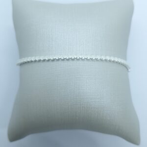 Pulseira Riviera 2mm Zirconia Branca 18cm com extensor 5cm folheada Prata 925