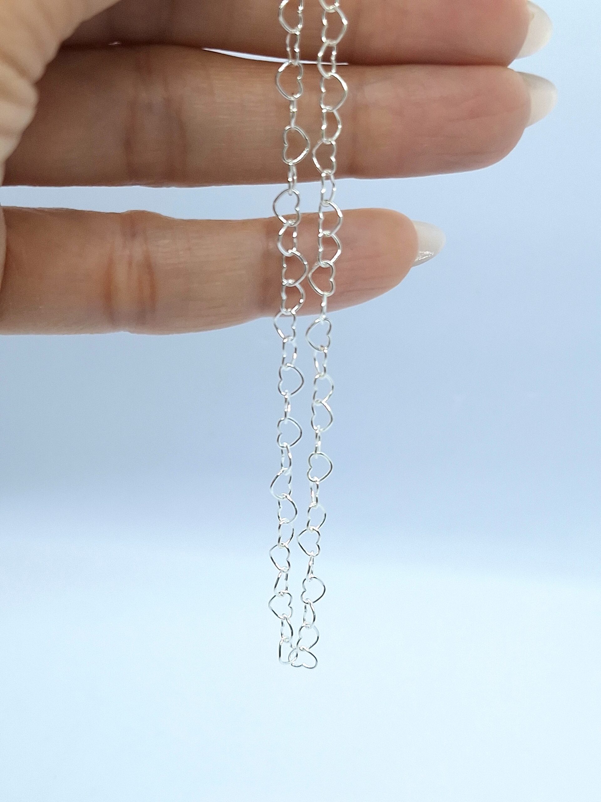 Tornozeleira Elos corações 0,3mm 21,5cm Prata 925