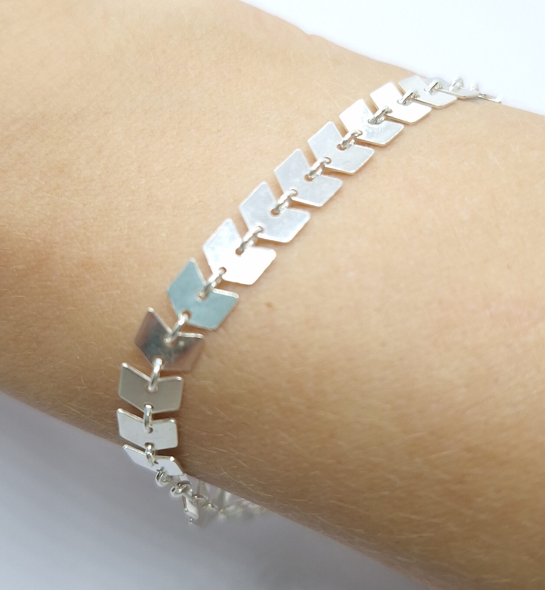 Pulseira Escama de peixe 19cm Prata 925