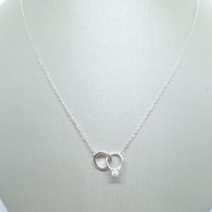 Colar solitário e aliança Prata 925