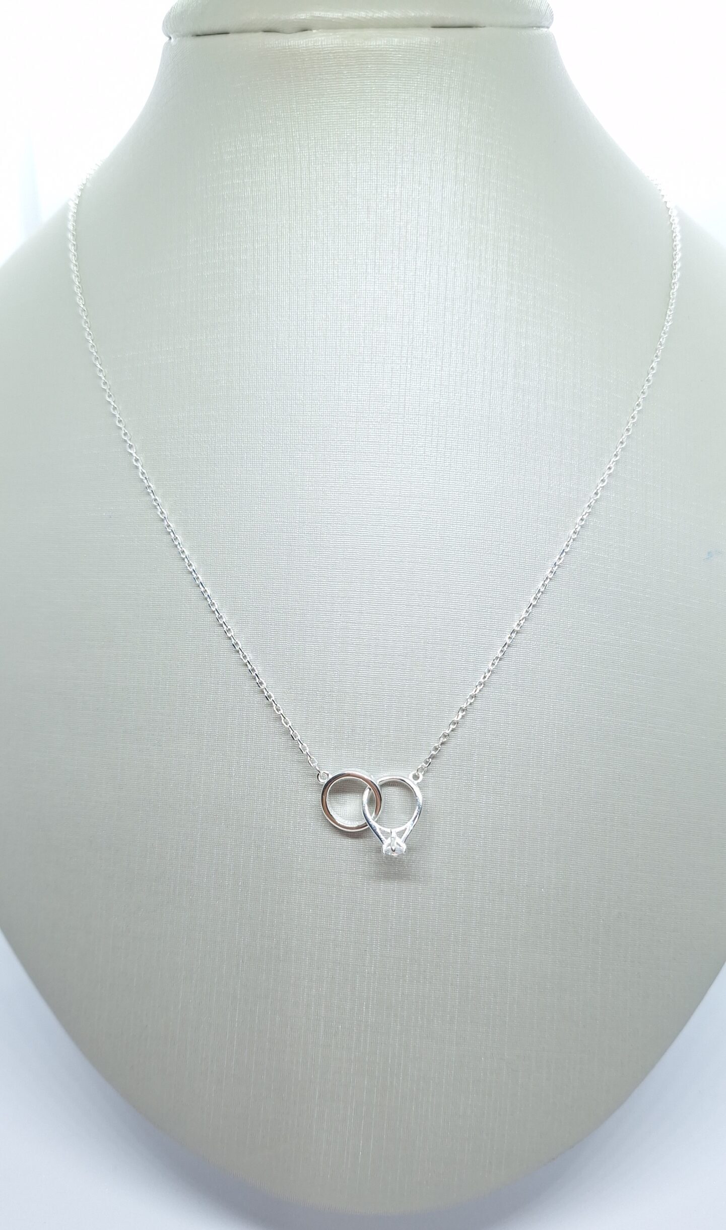 Colar solitário e aliança Prata 925