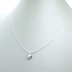 Colar Pingente coração vazado com coração 3D sobreposto Prata 925