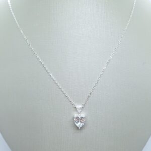 Colar coração duplo Zirconia Prata 925