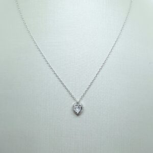 Colar Coracao Elegancia Eterna Cravejado Pand Prata de Lei - Importado