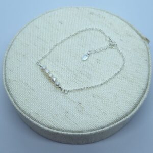 Pulseira com 5 perolas de agua doce e extensor Prata 925