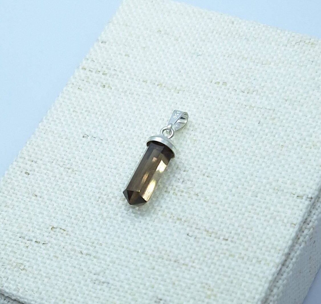 Pingente Cristal fumê 15mm Prata 925