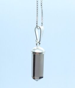 Pingente Cristal fumê 15mm Prata 925