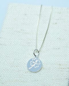 Pingente Plaquinha Redonda Trevo gravado 1,2cm Prata 925