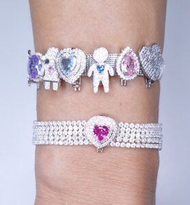 Pingente Charm Menino coração Azul Zirconia cravejado 15mx10mm Prata 925