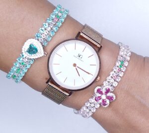 Pulseira Riviera Zirconia Verde Tiffany 21cm com extensor folheada Prata 925