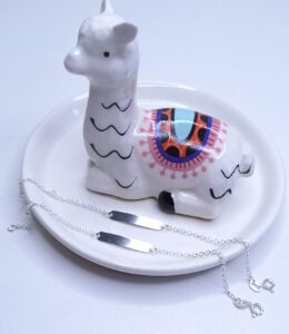 Pulseira Infantil Plaquinha Elo português 14cm Prata 925