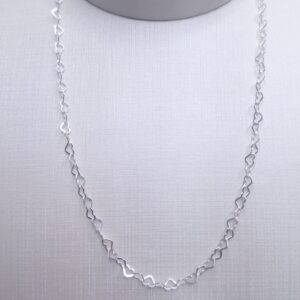 Corrente Elo corações 3mm 40cm Prata 925