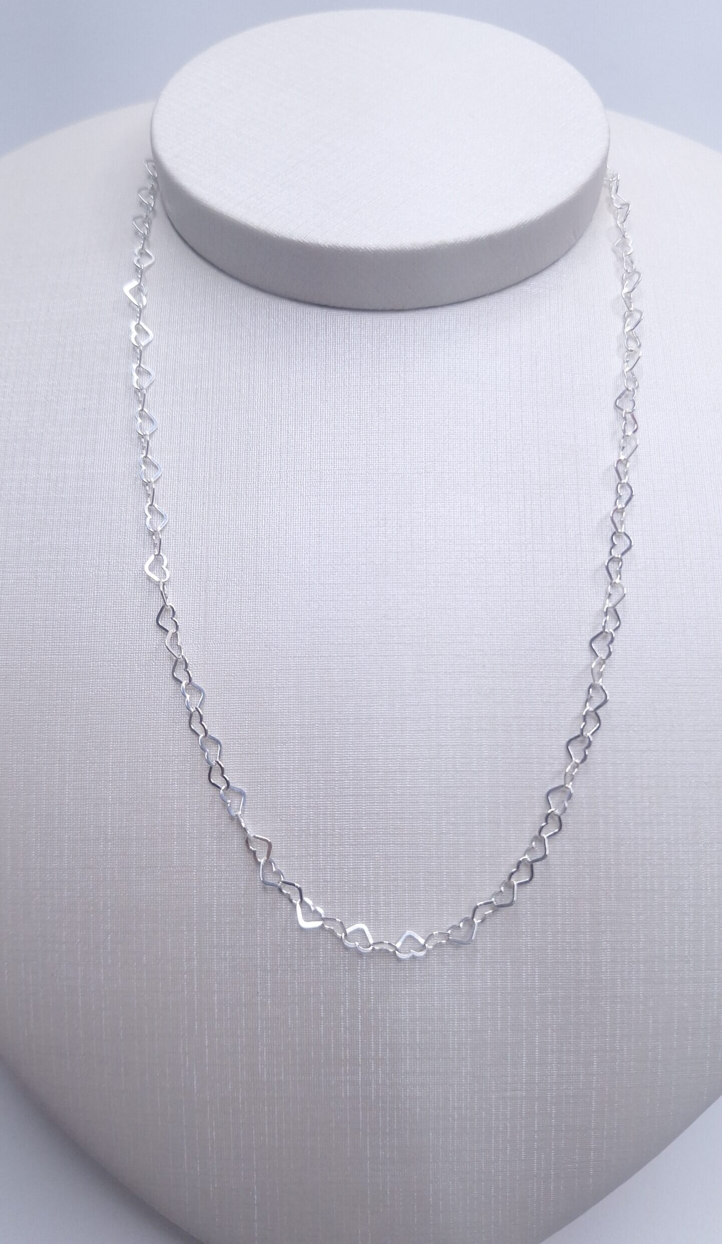 Corrente Elo corações 3mm 40cm Prata 925