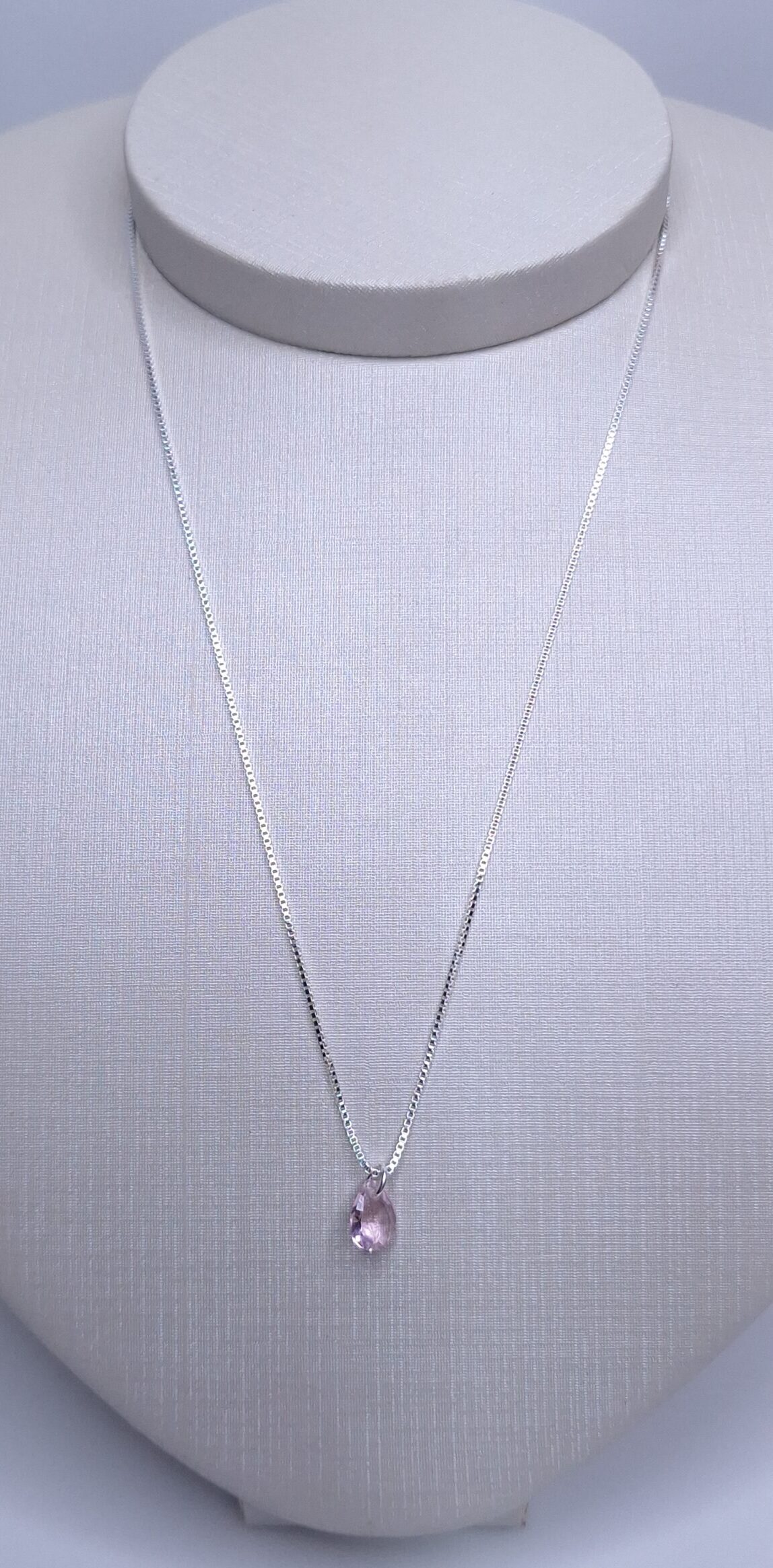 Colar gargantilha ponto de luz gota rosa bebê Prata 925