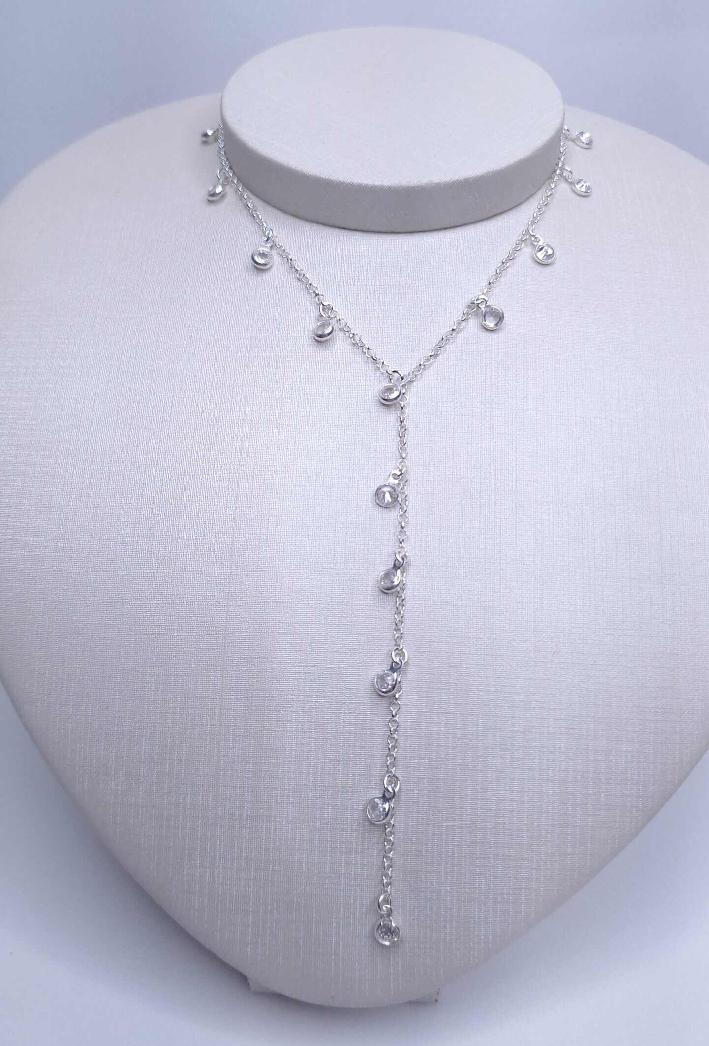 Colar Choker Ponto de Luz Gravata Prata 925