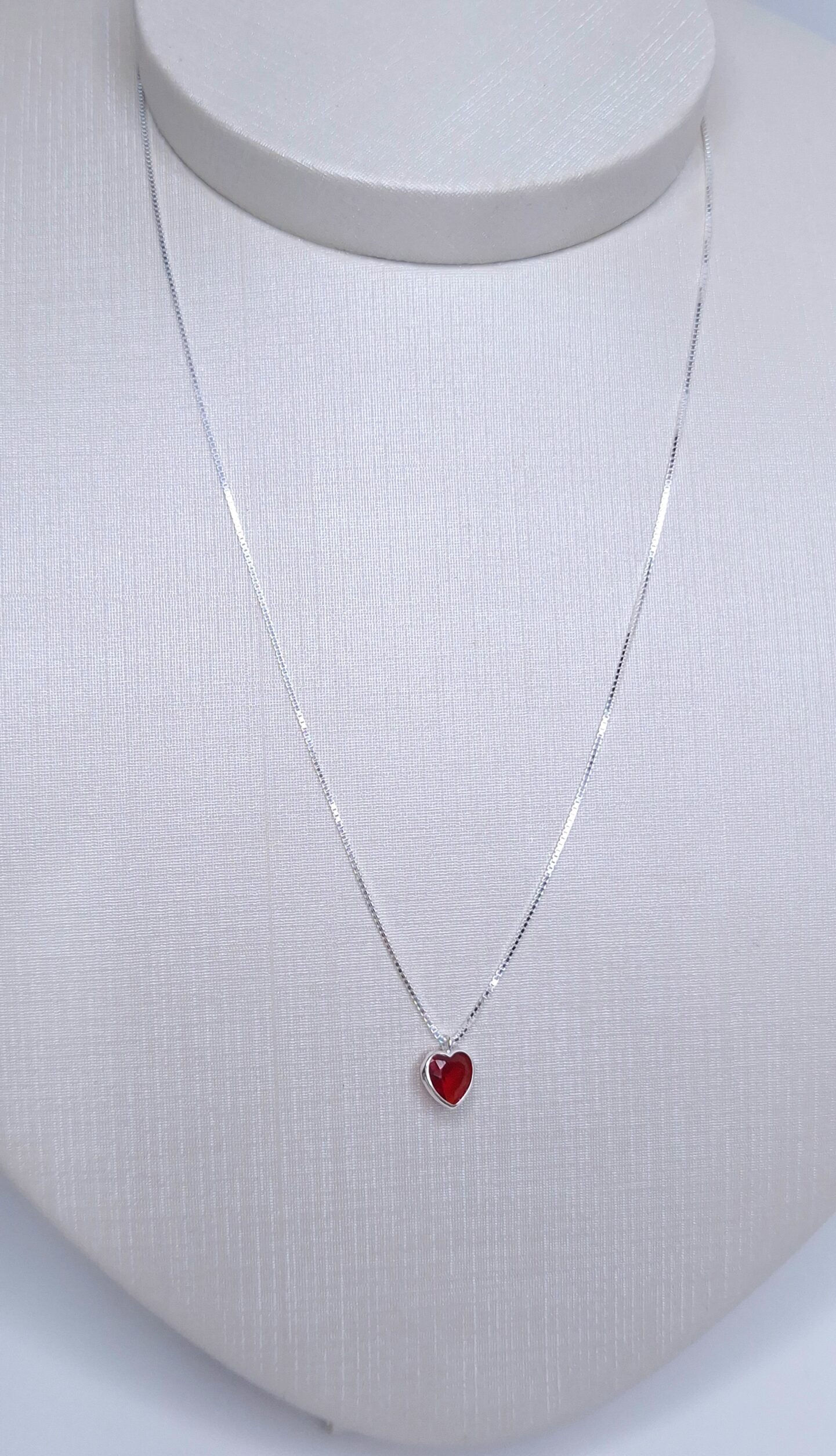 Colar ponto de luz coração vermelho 6mm Prata 925