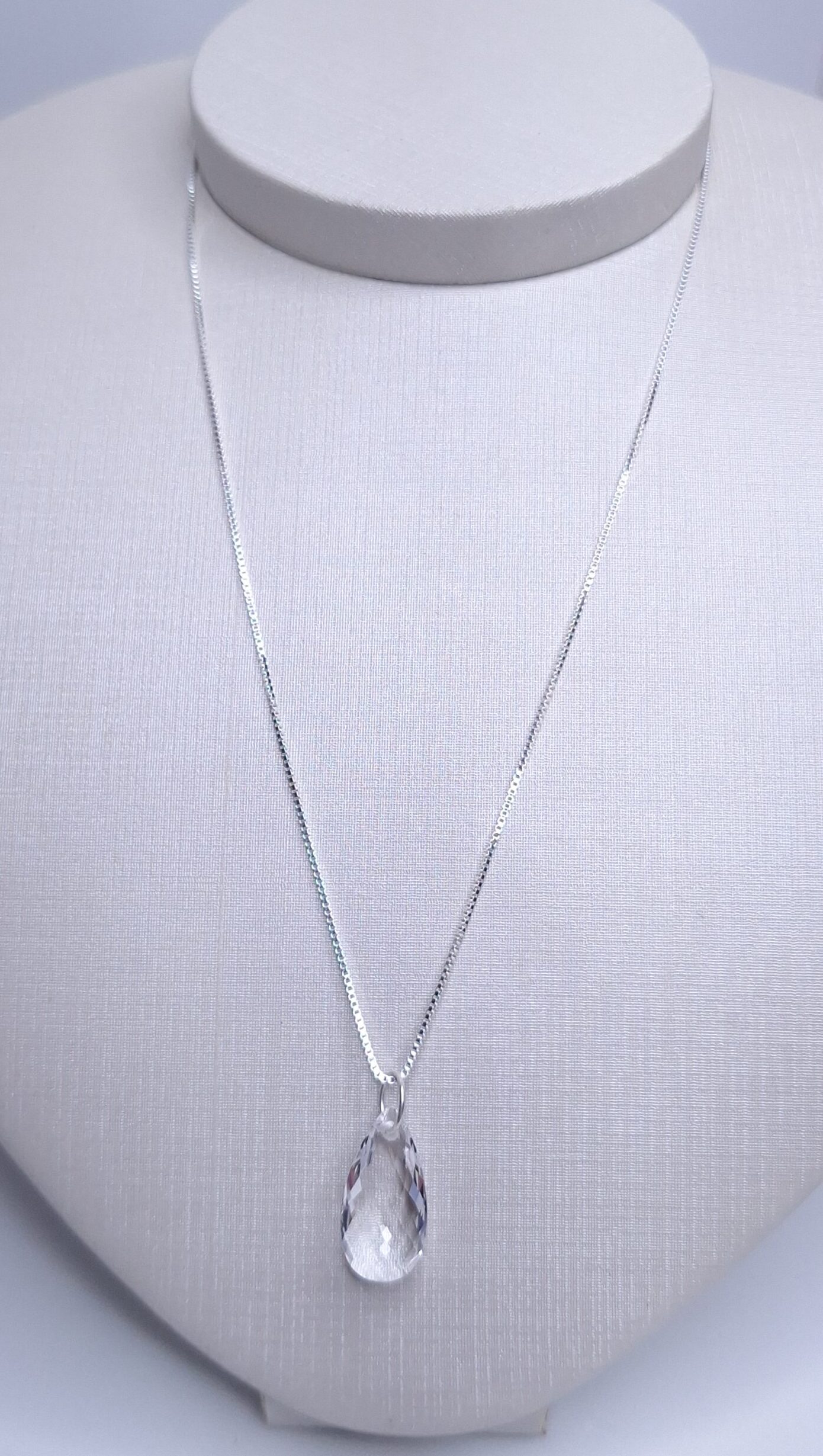 Colar gargantilha ponto de luz gota cristal Prata 925