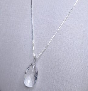 Colar gargantilha ponto de luz gota cristal Prata 925