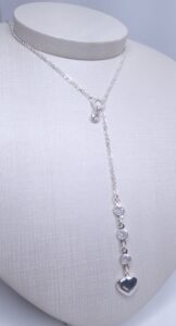 Colar gravata ponto de luz e coração Prata 925