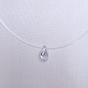 Colar ponto de luz gota fio de nylon 40cm acabamento Prata 925