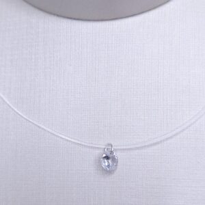 Colar ponto de luz redondo fio de nylon 40cm acabamento Prata 925