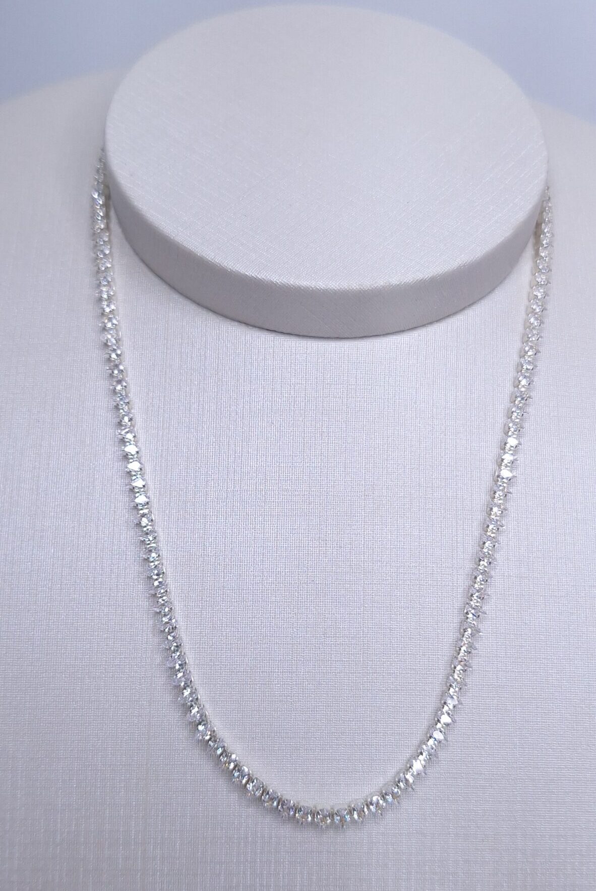 Colar Riviera Gota zircônia cristal 40cm folheada Prata 925